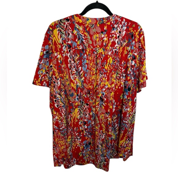 SPLA Colorful Short Sleeve Split Neck Plus Size Blouse - Picture 5 of 5